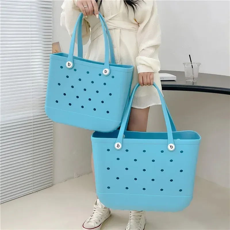 Taschen L/XL Beach Bogg Bags Sommer wasserdichte Reisebühne Sea Frauen Tasche Handtaschen Aufbewahrung Schulter Gummi große Frauen Bogg Beach Bags Geschenk