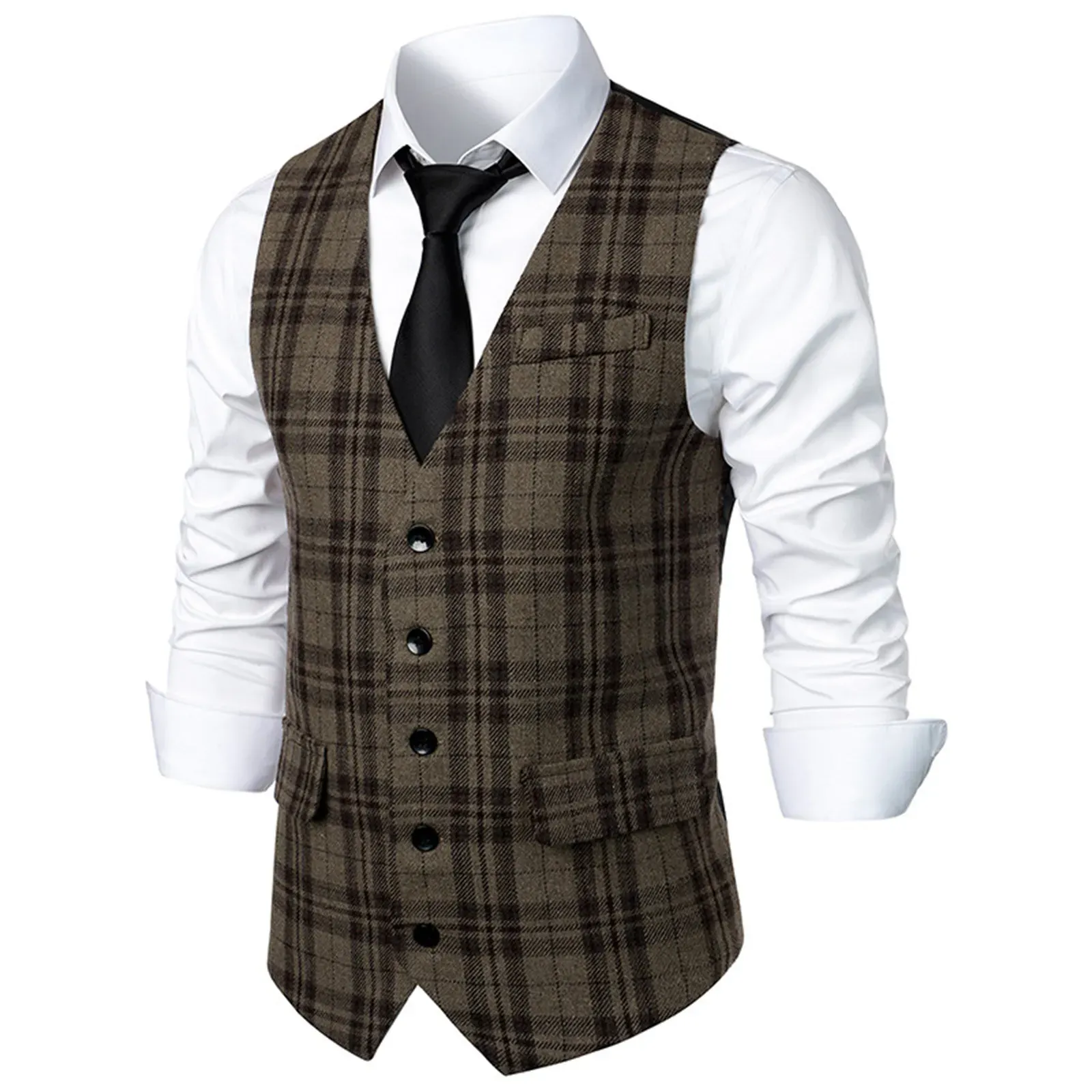 Gilets plaid gilet de gilet pour hommes avec ventre de couverture de poche