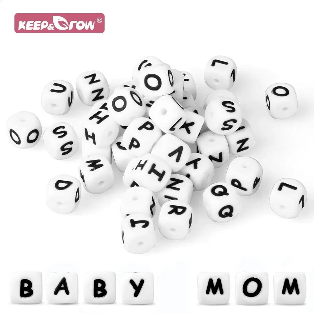 1004007001000PCS Baby Silicone Letter Beads PACIFIER Food Grade Personligt namn Tanding TEETTH ENGLISH ALPHABET PEAL 240415