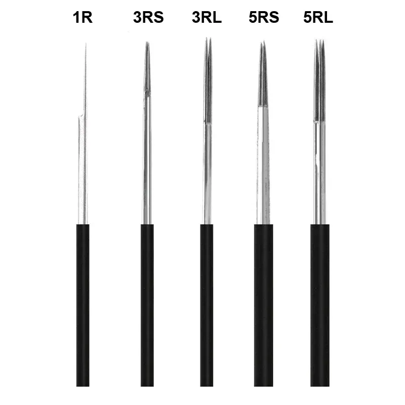 Needles 50 pcs microblading 0.28mm 1p permanent round makeup eyebrow 3rs 5rl mist needles manual tattoo for blade blade tebori needles