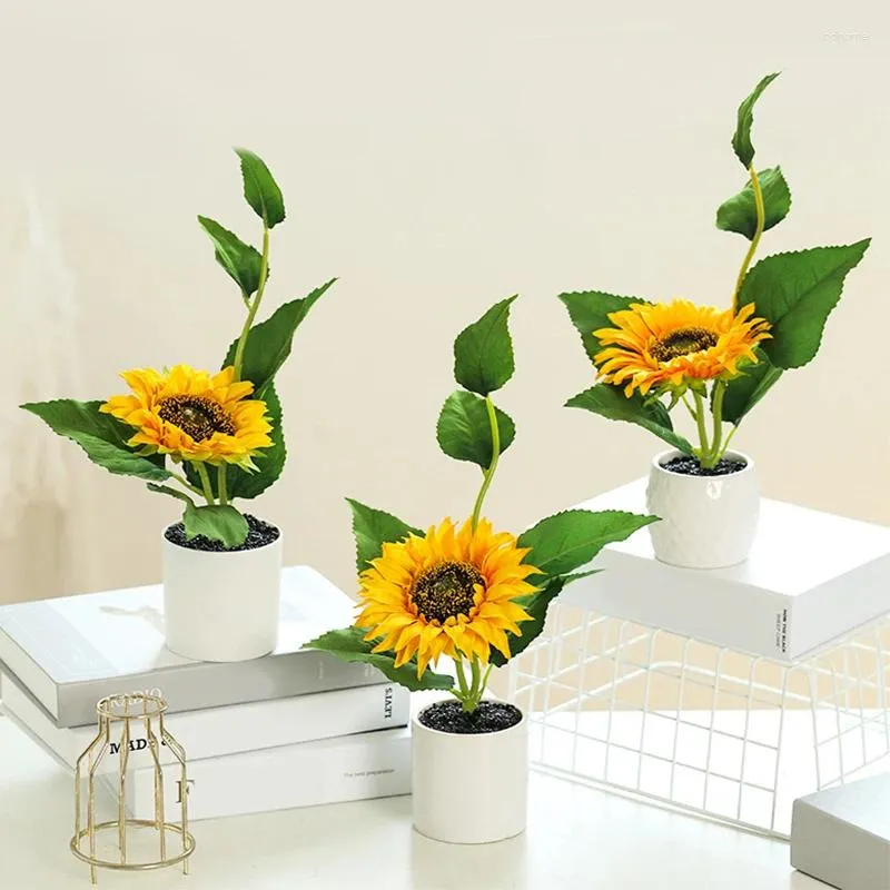 Decoratieve bloemen kunstmatige plant pot zonnebloem potte zijde voor woonkamer thuis tafel ornamenten bruiloft feestje decor cadeau