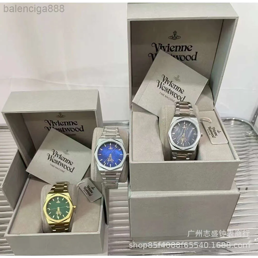 디자이너 Vivianes Westwood Vivienne Empress Dowager Vivienne Little Blue Watch Quartz Saturn 시계 키 펜던트 Little Red Watch