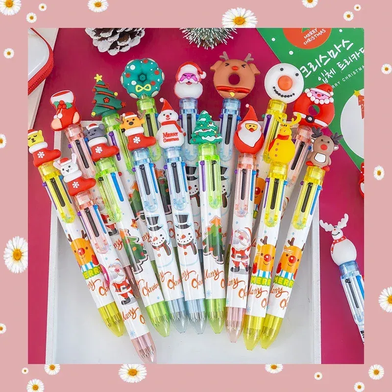 Stylos 20 PCS CADEAU DE Noël 6 Couleurs Ballpoint Pens Student Prize Student Cartoon Graffiti Pen Student Christmas Stationery Wholesale