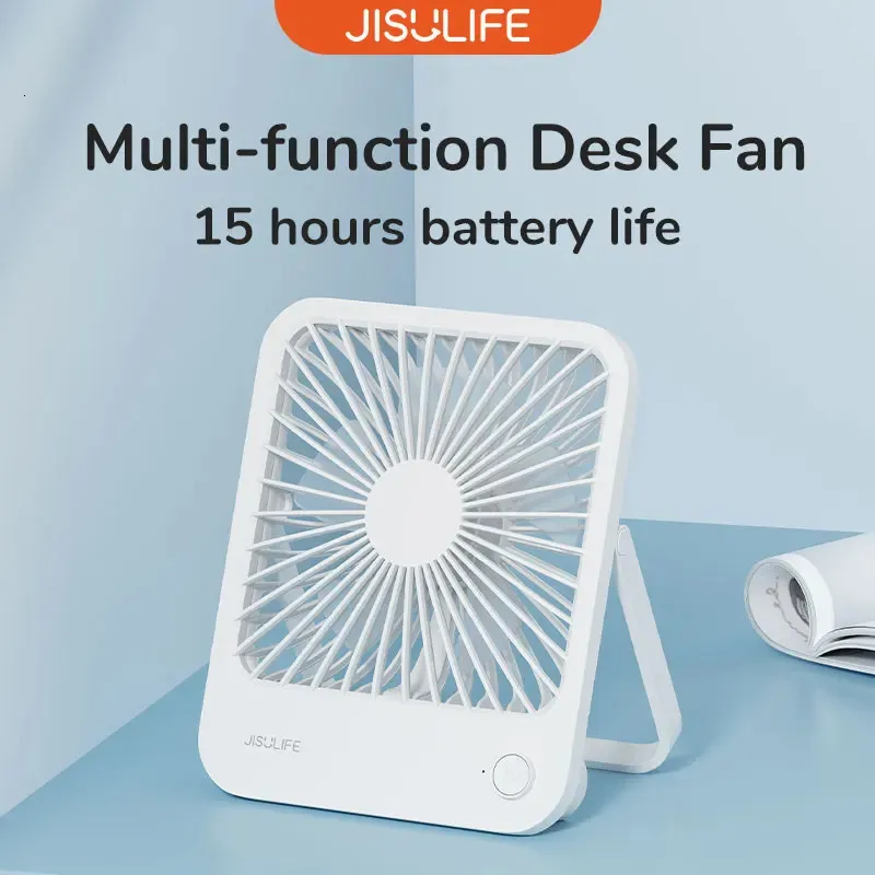 JISULIFE Portable Small Desk Fan Ultra Quiet Table USB Rechargeable Cooling With 4 Speed Powerful Wind Offices 240416