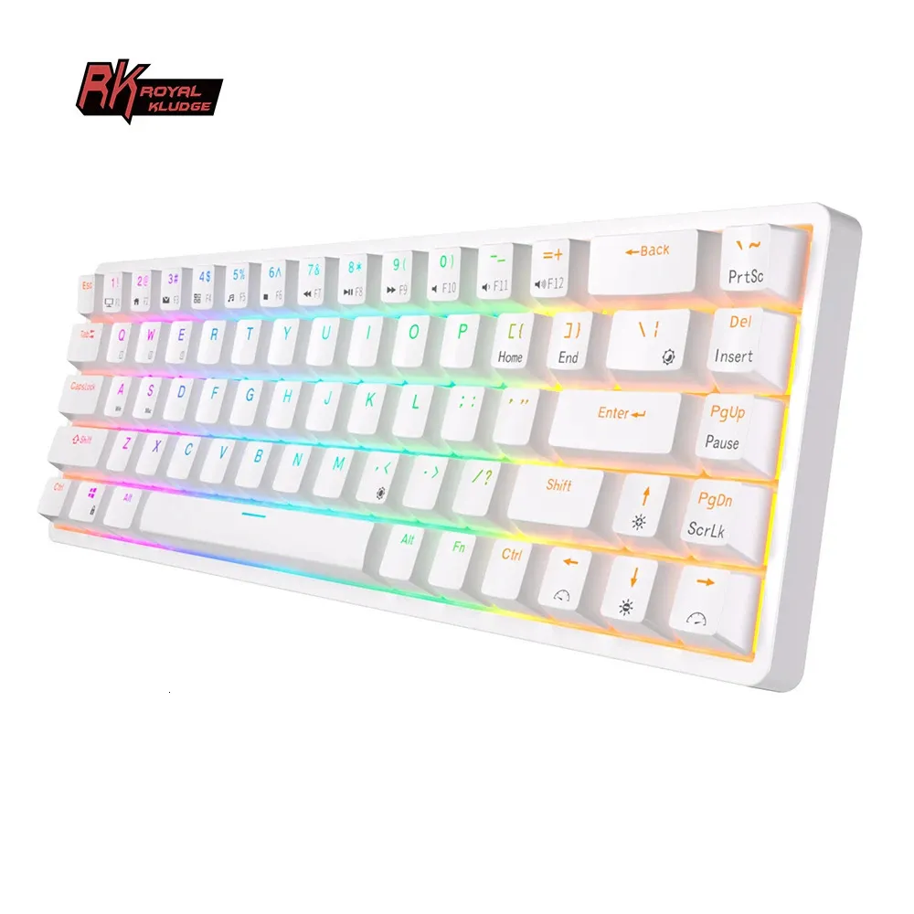 RK Royal Kludge RK837 Trimod BT 5024GUSBC Mekanik Klavye 68 Anahtarlar RGB Arkadan Ayarlanabilir Kablosuz Gamer 240419