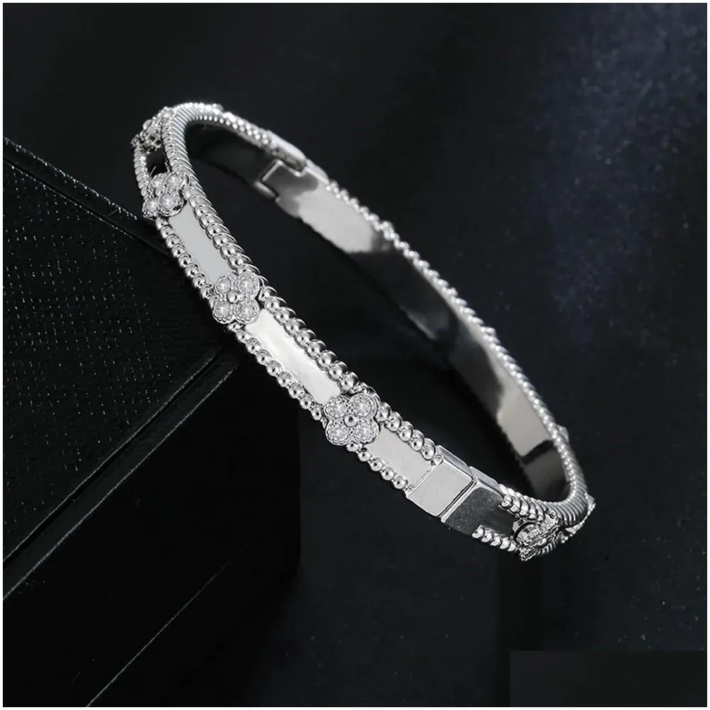 Bangle Womens High Quality Plant Flower Bracelet Narrow Version Kaleidoscope Zircon Classic Fashion Jewelry Hand Accessories Drop Deli Otgkn