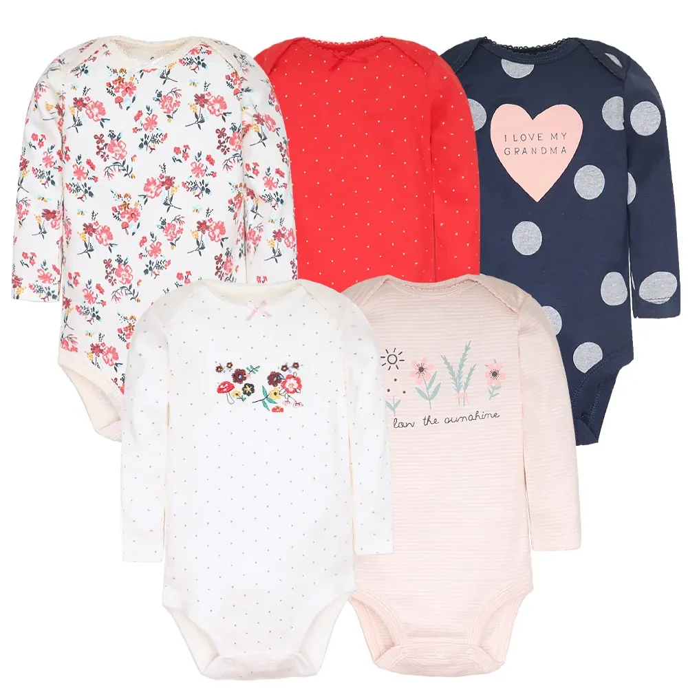 Abiti per bambina un punto unico 5 pezzi/tuta da corpo del lotto 2023 Spring Summer Toddler Boys Farettoni Abiti neonati Abiti per neonati Set di vestiti per neonati cotone