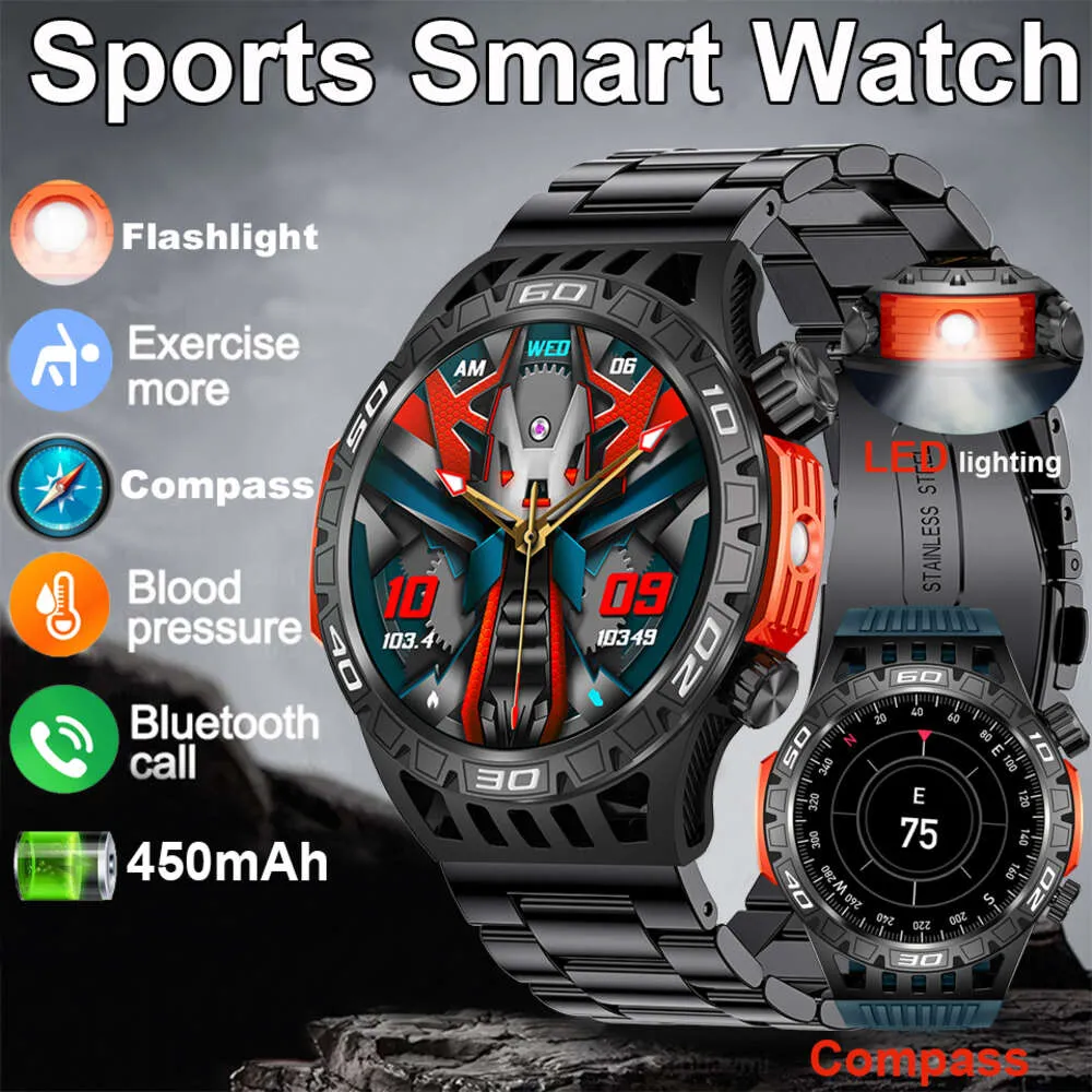 New Sports Smart Watch Men with LED Lighting Health Tracker Compass Ultra Long Standby Bluetooth Call Smartwatch for Android IOS