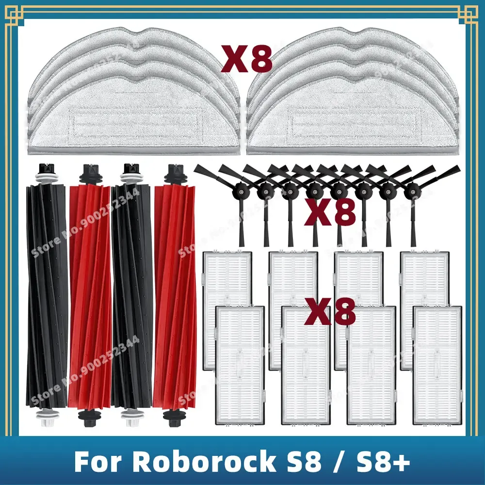 Reinigers compatibel voor Roborock S8 / S8 Plus vervangende reserveonderdelen Roller Hoofdzijde Borstel HEPA Filter MOP DOOP DICHTBUIK ACCESSOIRES