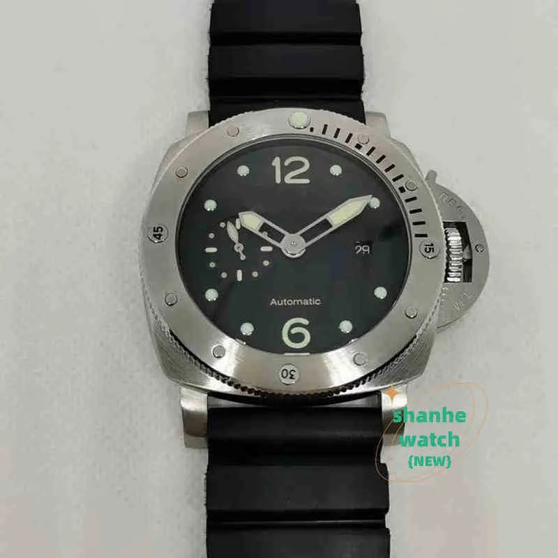 Designer Men Automatic Mechanical Sapphire Stainless Steel Rotatable Bezel Black Rubber Luminous Green Watches 47mmr6o0