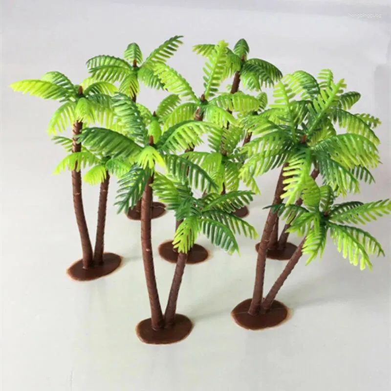 Kwiaty dekoracyjne 5pcs mini plastikowe palmy kokosowe miniaturowe garnki roślinne bonsai rzemieślnicze mikro krajobraz dekoracyjny stół do piasku