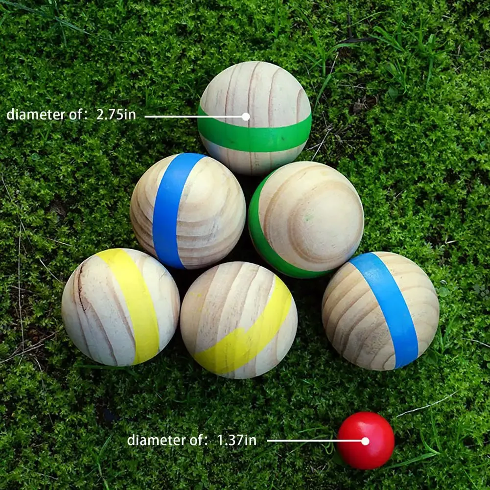 ゲーム1セット木製のペタヌクボールカジュアルファンパズルボールアウトドアレクリエーションスポーツおもちゃ庭園7cmスムースピンボールキッズゲーム