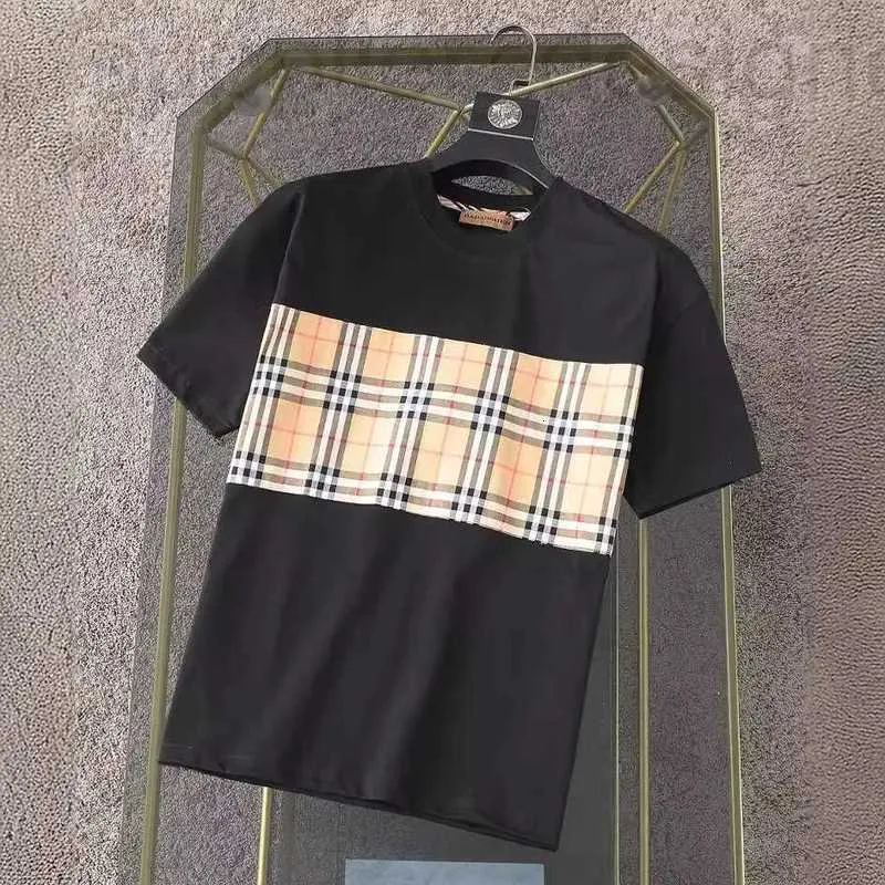 Мужские футболки дизайнерские качественные качественные пара Новая клетчатая футболка с коротки