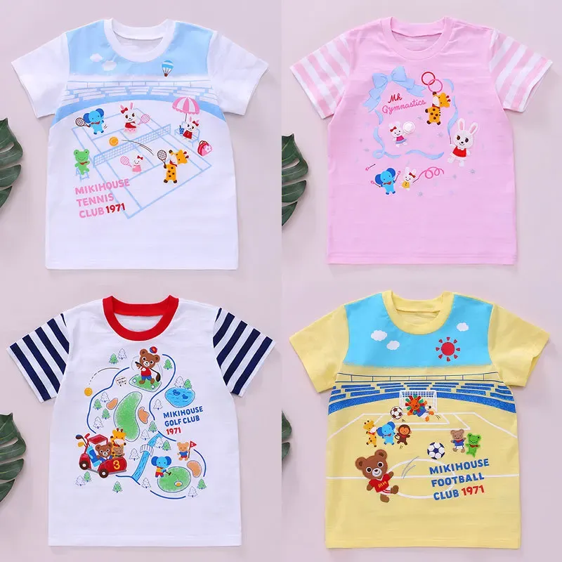 Blazers Children's Tshirt 2022 Summer Japanese Boys and Girls Cartoon Bear and Rabbit Brodery Sports Meeting Shortsleeved Top