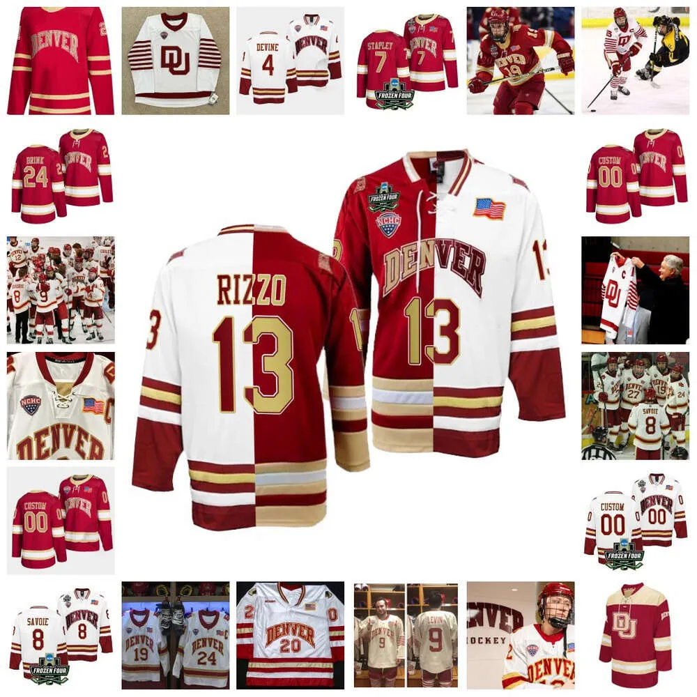 KOB 2022 NCAA Frozen Four Championship Custom Denver Pioneers du Ice Hockey Jersey 24 Bobby Brink（a）25 Jack Works 26 Shai Buium 27 Kyle M