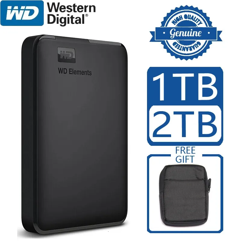 WD -Elemente tragbare externe Festplattenscheibe HD 1TB 2TB Hochkapazität SATA USB 3.0 Speichergerät Original für Computer -Laptop 240415