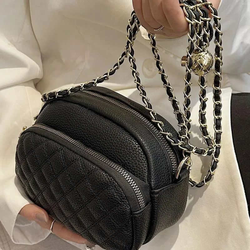 Вечерние сумки роскошное кожаное плечо для женщин с бриллиантовой решеткой дизайнерские сумки для сумочка металлическая цепная сеть мессенджер
