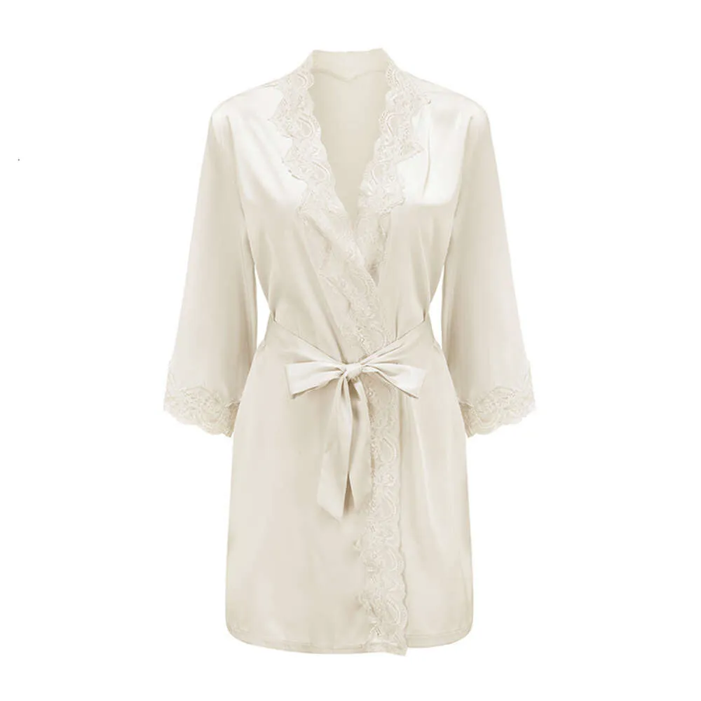 Passionate New Sexy Ice Silk Pure Desire Nightgown 6215 Style Paired with Solid Color Nightgown Bathrobe Coat