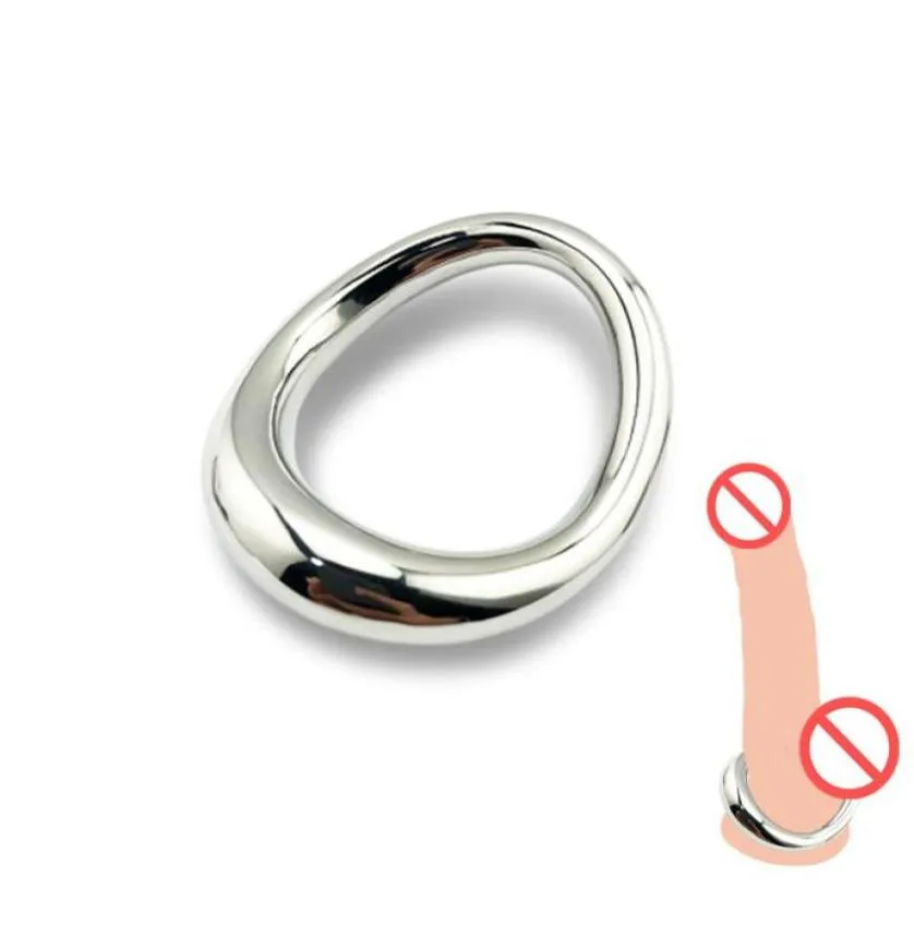 Stainless steel penis bondage lock Cockrings Heavy Duty Metal Ball Scrotum Stretcher Delay ejaculation Sex Toy For men J14496264593