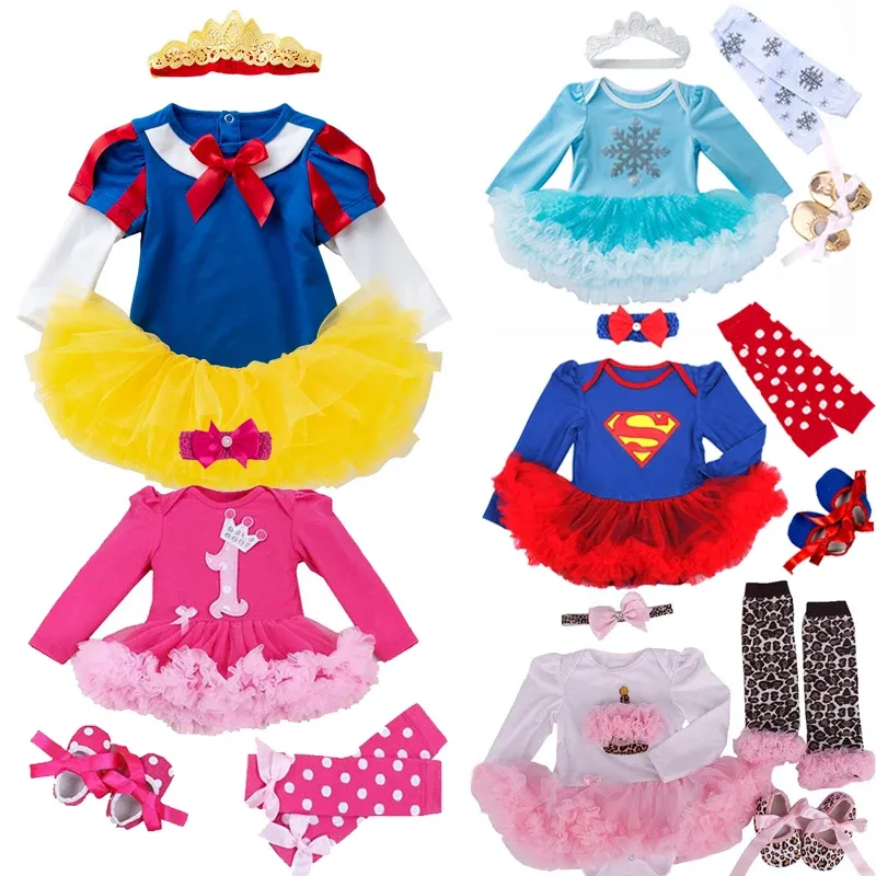 One-Pieces Neugeborene Kleidermädchen Kostüm Fancy Party Prinzessin Cosplay Bebe Babi Kleider Kinder Kleinkind Kinder Geburtstagssets Babymädchenkleidung