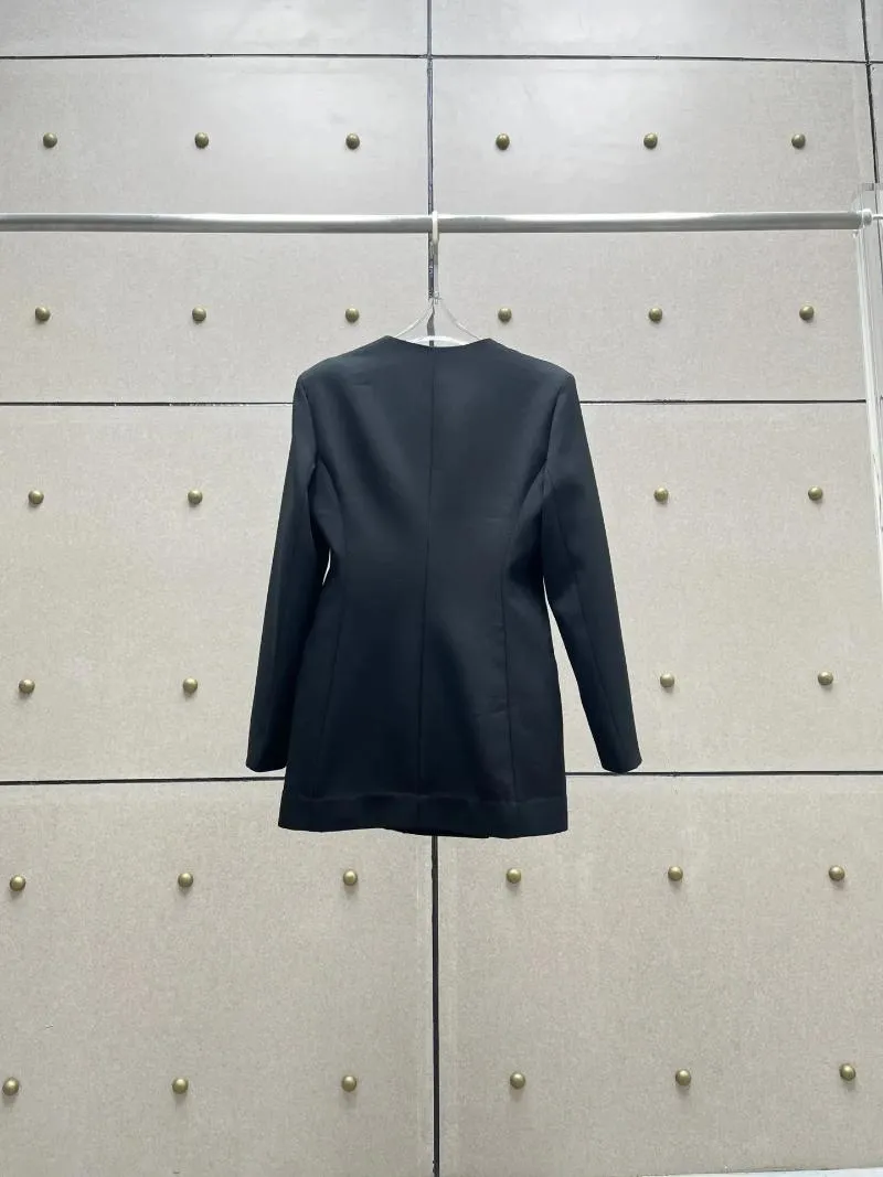 Vestidos casuais Bolsa de gola quadrada de peito duplo preto 2024 roupas femininas de alta qualidade