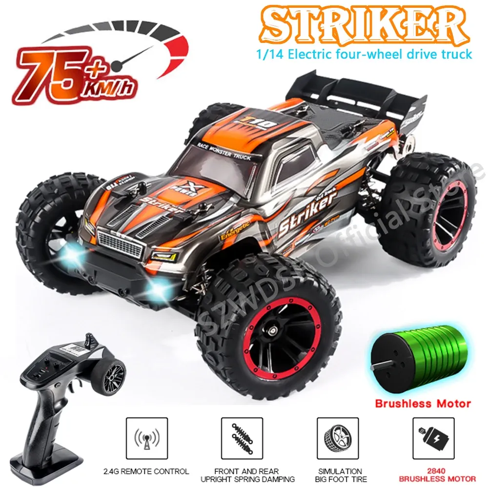 CARS HBX 2105A T10 1:14 75 km / h RC Car 4wd Brushless Remote Control Car Camions monstres à haute vitesse pour enfants VS Wltoys 144001 Toys