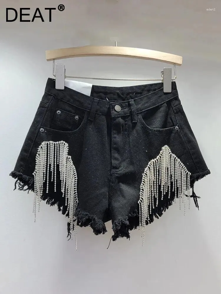 Short féminin mode Femmes Femmes diamants Chaîne de pace Denim bouton de poche en peluche pantalon court féminin 2024 printemps 11xx8488