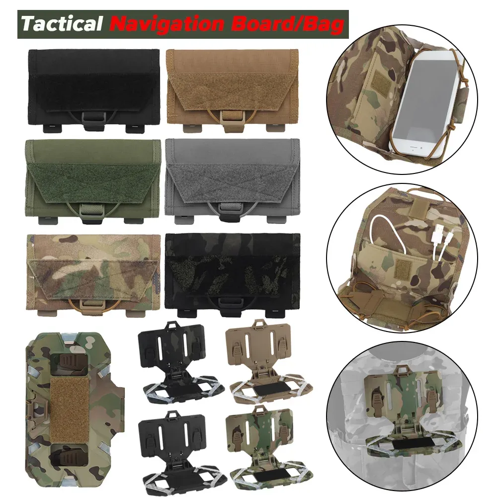 Accessories MOLLE Tactical Map Pouch Phone Holder Outdoor Vest Plate Carrier Navigation Board Front Panel Belt Pack EDC Mobile Phone Pouch