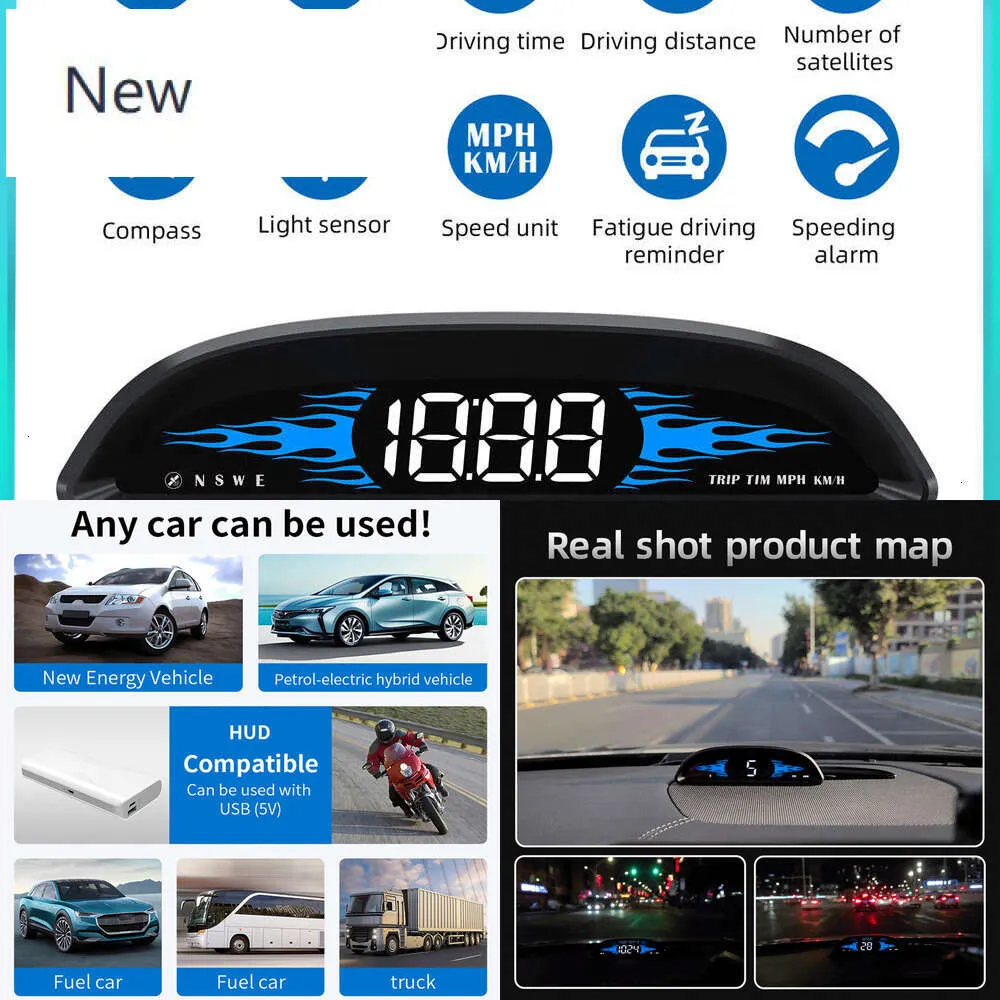 New Universal GPS Head Up Display Speedometer Odometer Digital Speed HUD Electronics Accessories for All Car