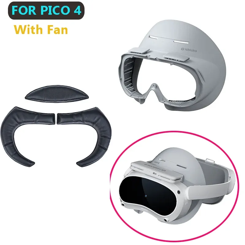 Glasses For Pico 4 Face Cover with Fan Soft Silk Cover Protector Interface Sponge Face Pad Washable SweatProof For Pico 4 VR Headset