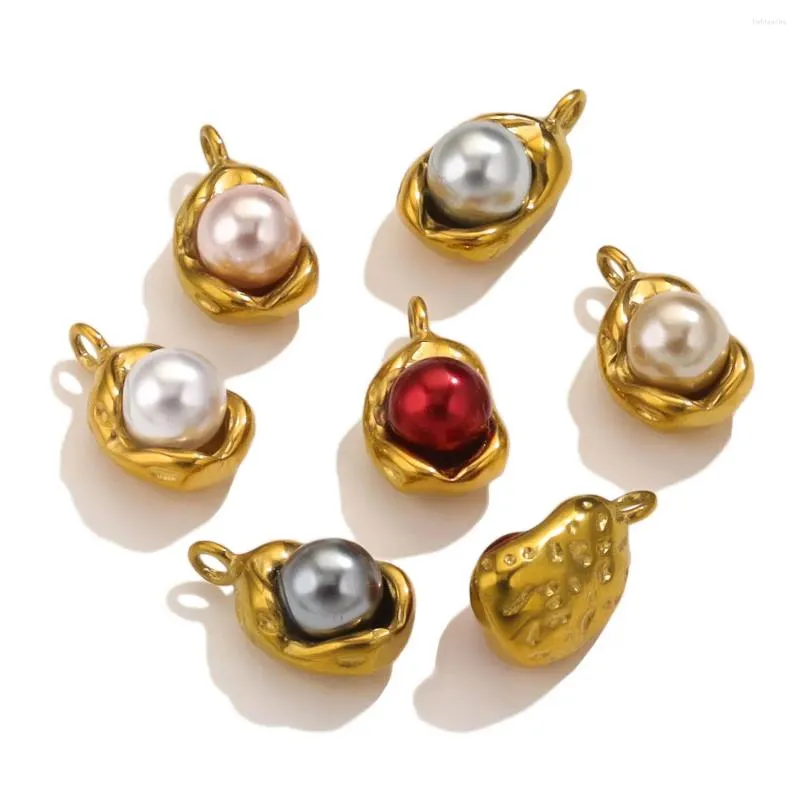 Charms 5pcs Stainless Steel Bracelet Sunflower Bean Imitation Pearl Pendant Ladies DIY Necklace Making Supplies Wholesale