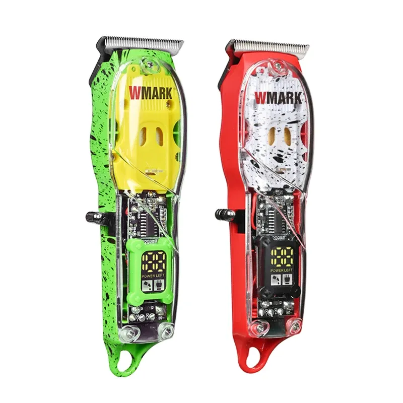 TRIMMERS WMARK NG508/NG509 DETTAGLIO TRASPAREnt DETTAGLIO TRIMMER CLIPPER RICARICABILE 6500 RPM con display batteria a LED