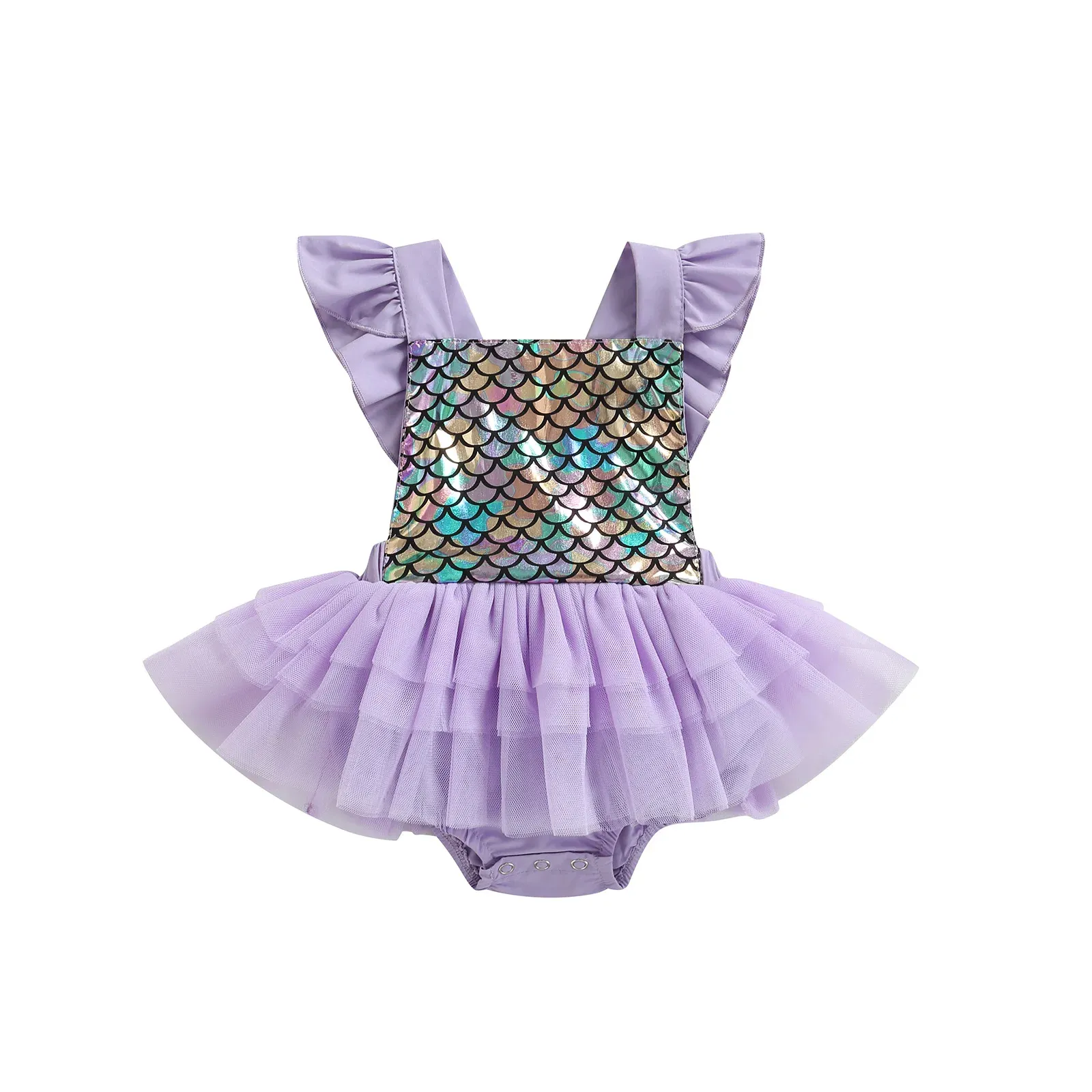 Pezzi neonati neonati per bambini abbigliamento per frumper manicotto a mosca sirena stampa in tulle di giuntura tutu body sunsuits abiti abiti