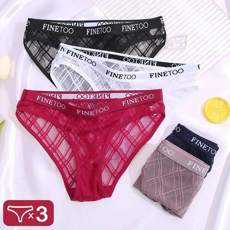 Women's Panties 3PCS/Set Lace Underwear Perspective Sexy Female Underpanties Mesh Briefs Girls Intimates Lingerie M-XXL