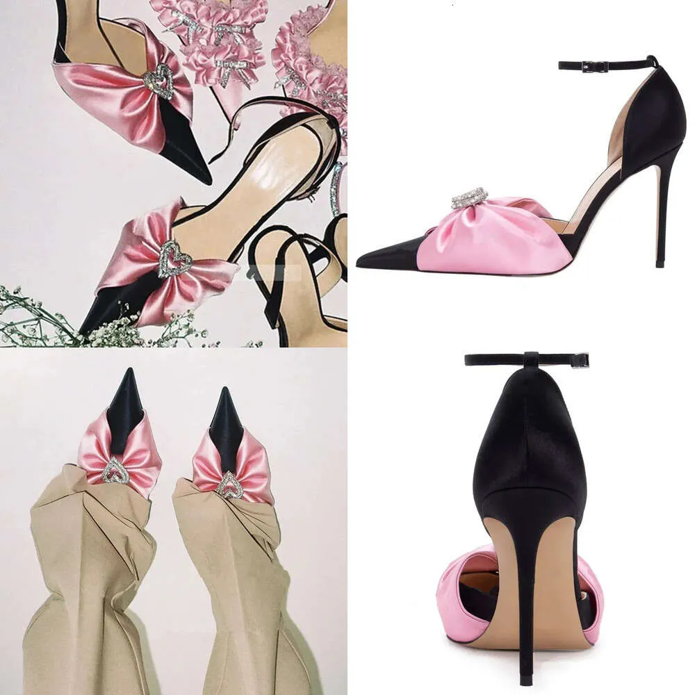 Bowknot rose pointuy coeur femmes belles talons hauts