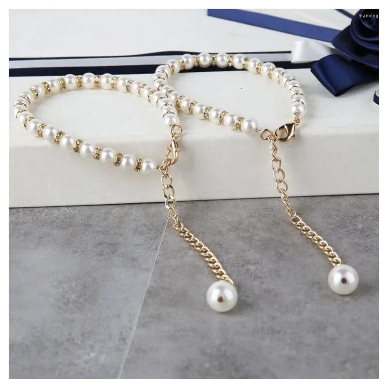 Shoe Parts Women Shoelaces For Sandals High Heels Elegant Pearl Decoration Lace Holding Loose Belt Anti Drop Ladies Shoes Accessories