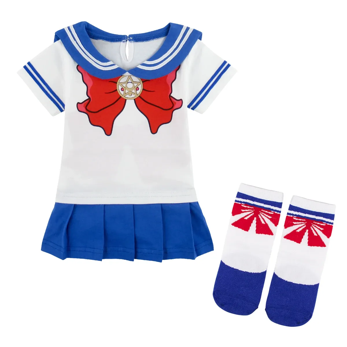 Endelar Baby Girls Sailor Moon Bodysuit Kort ärmklänning Nyfödda Rompers Halloween Carnival Cosplay Outfit Fancy Party Costume