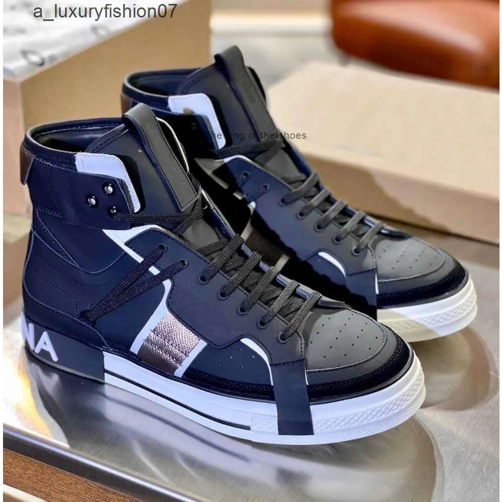 New Custom Sneakers Top Brand High-top -custom 2.zero Shoes with Contrasting Details Calfskin Mixed-material Leather Men Rubber Sole R25n IDMV