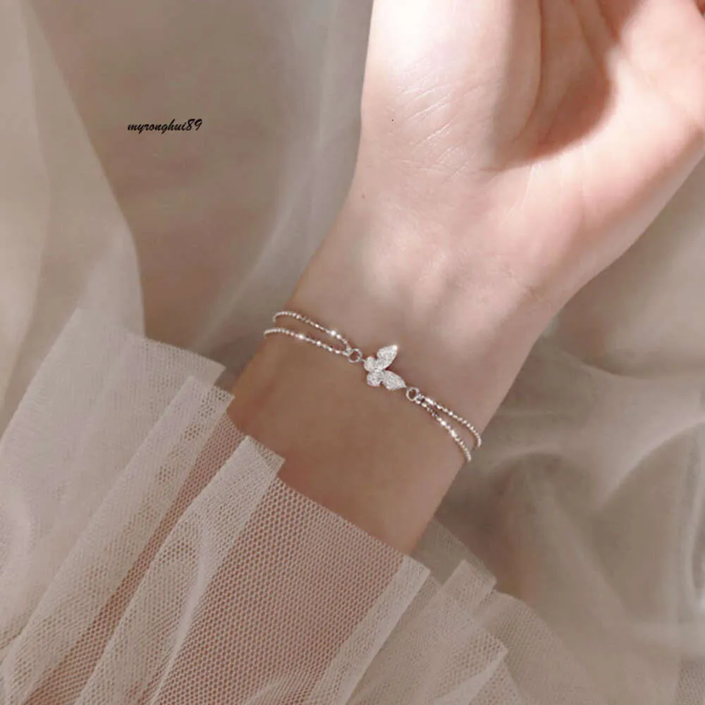 sailormoon sister bracelet designer Double Layer Diamond Butterfly Light Bead Bracelet for Women's Chic Korean Small and Popular Fashion Handpiece S3816