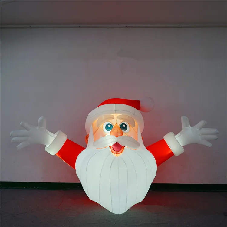 Groothandel hangende opblaasbare Santa Inflatables ballon met LED Strip en Blower voor 2023 Kerstmis buiten of plafonddecoratie