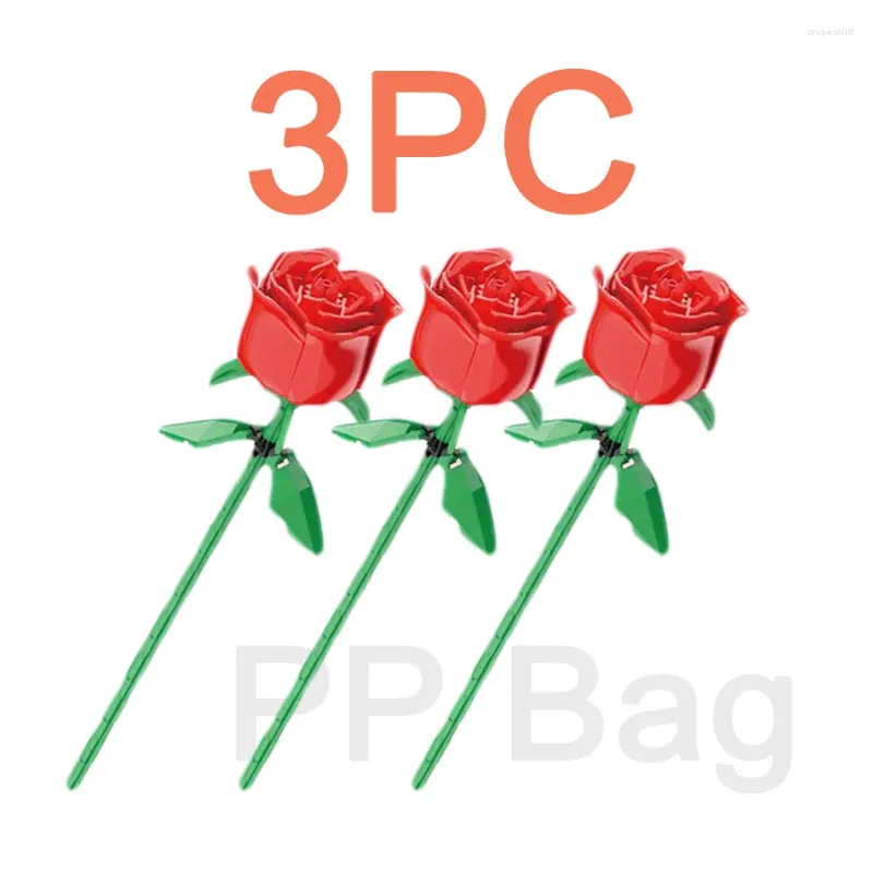 Decorative Figurines Eternal Rose Couple Gift Girl's Little Building Block Assembly Of Toy Flowers Puzzle PP Bag Packaging
