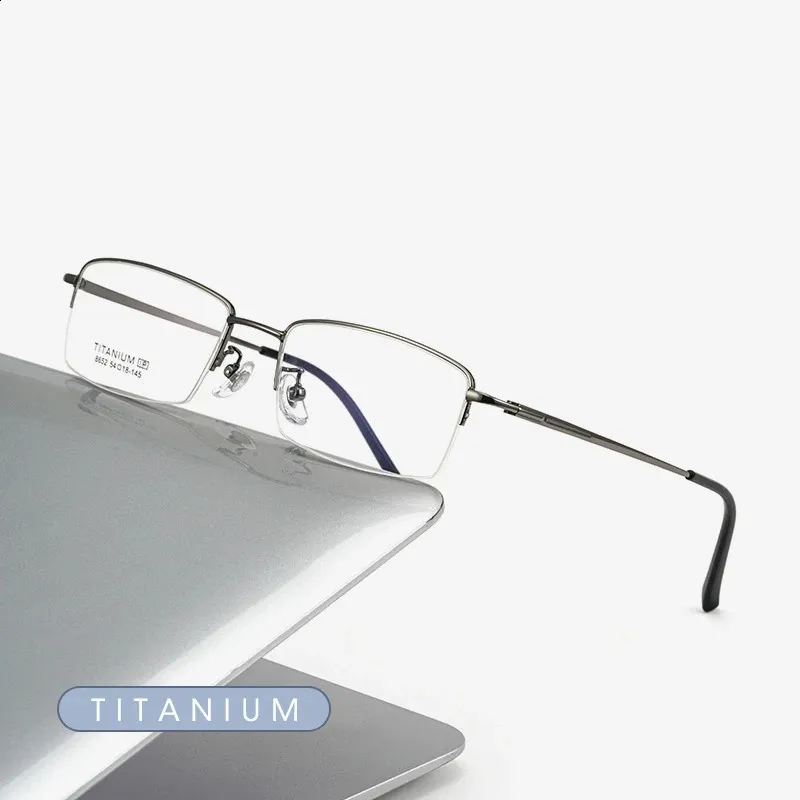 Business Men Ultralight Pure Glasses Frame para Miopia Reading Prescriptaces Spectacles Half Rim Eyewear 240410