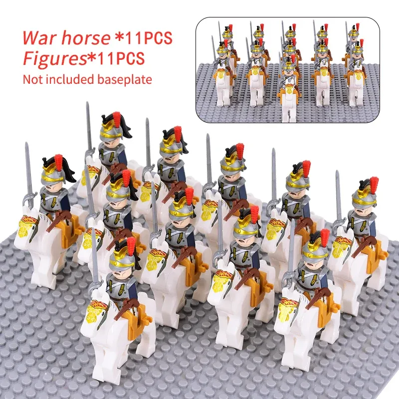 Blocks WW2 Dragoon francese militare Soldati britannici Cavalleria Cavalieri Figure Army Scottish Fuuiler Building Brucks Blocks Brick Toys Brick