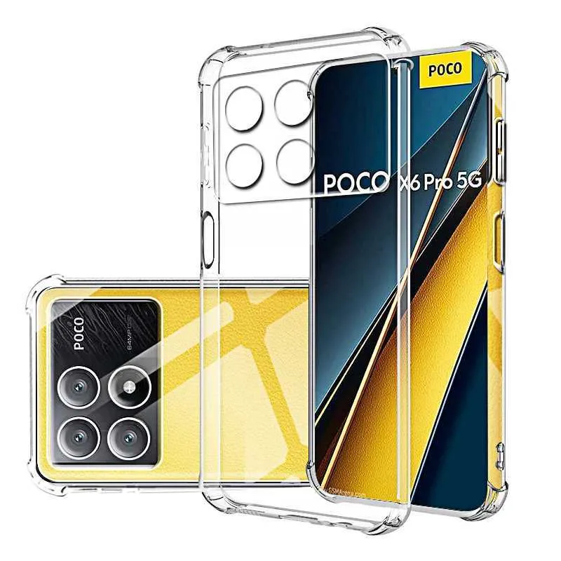 Casos de telefone celular capa de telefone transparente para mi poco x6 pro m6 f5 f4 x4 x3 x5 c65 c50 c41 c51 m5s m4 pro caso de luxo tpu silicone tampa 240423