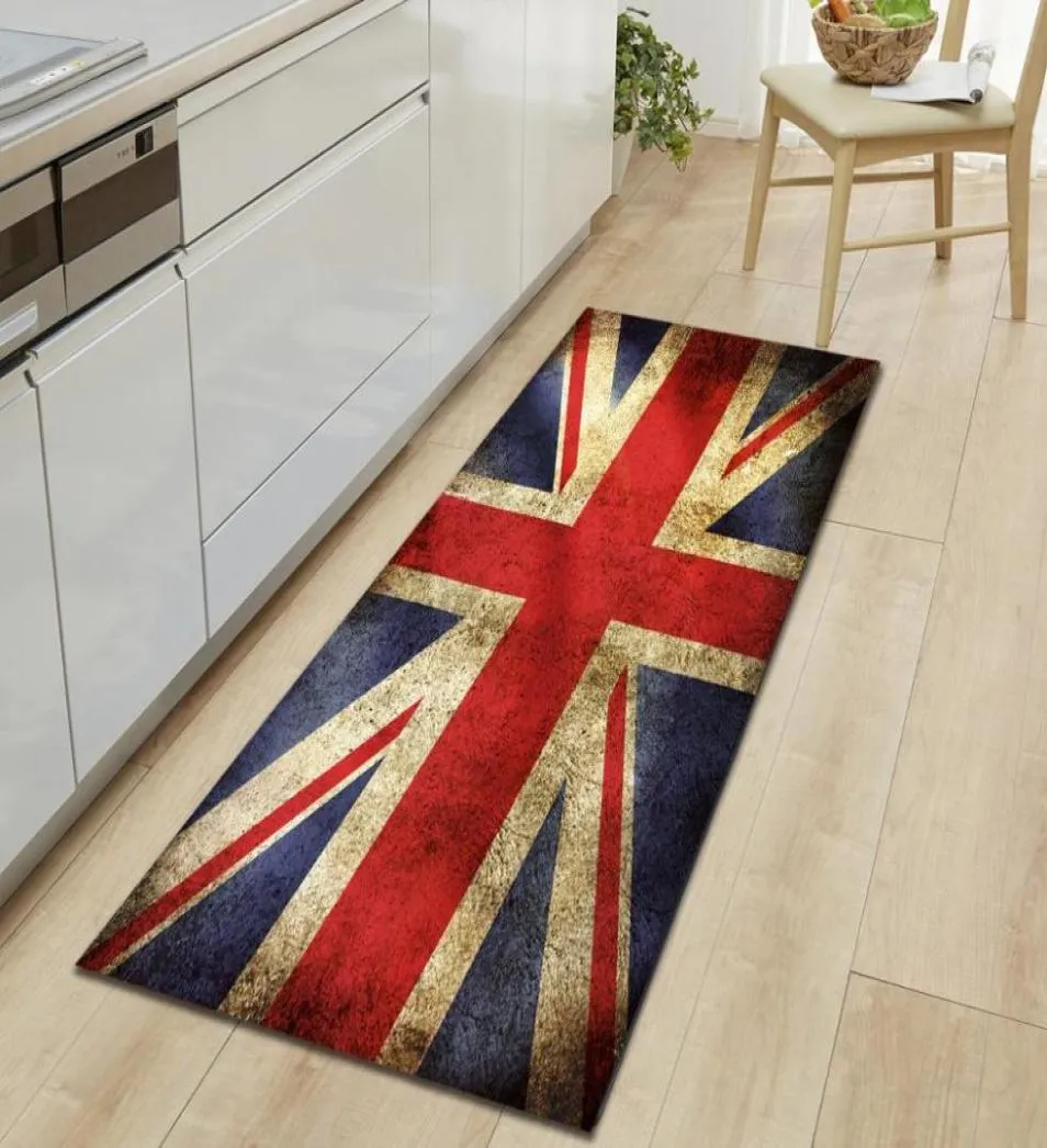 Country Flag Printed Long Carpet Entrance Doormat Tapete Absorberande Kök Antislip Hallvägsområde Mattor Modern Floormat utomhus6833720