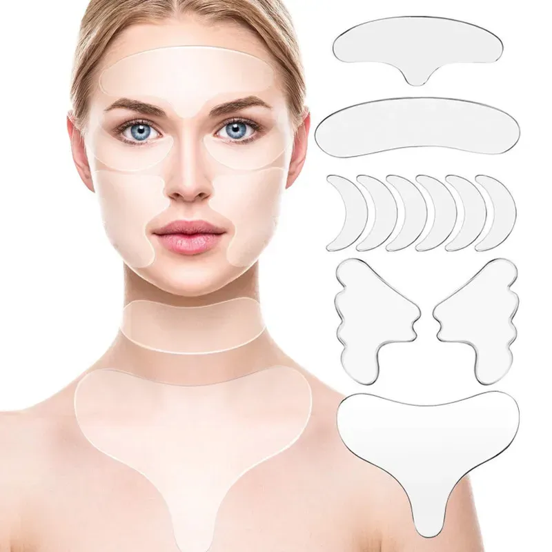 Spieler 1/2/6/11pcs Anti -Fieber Aufkleber Aufkleber Silikon wiederverwendbares Gesichtsnacken Hautpflege Hebeplatte Anti -Aging -Gesichtszusatzpolster