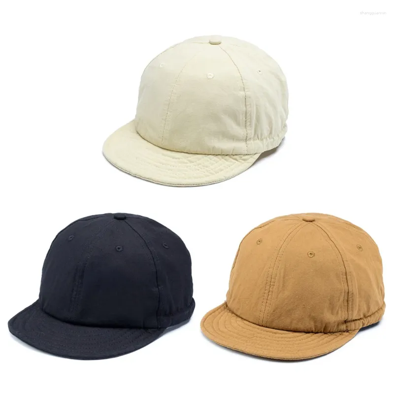 Ball Caps Japanese Short Brim Baseball Cap Female Street Soft Five-Piece Sun Round Hat Waterproof Student Outdoor Peaked Male