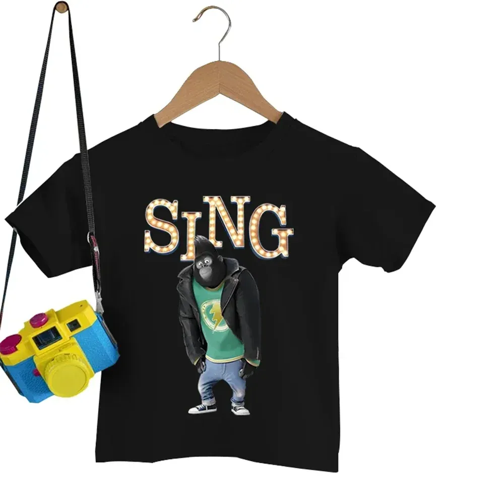 Tops Johnny Gorilla Sing T -Shirt Kinder singen Filme T -Shirts Sommer Kurzarm Top Hip Hop Streetwear Jungen Mädchen Harajuku Mode Tees