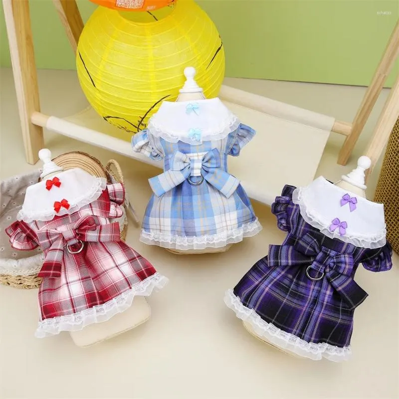 Appareils à chiens Plaid Small Spring Summer Clothing Puppy Sweet Robe Skirt Pet Moudan Party Vêtements For Medium