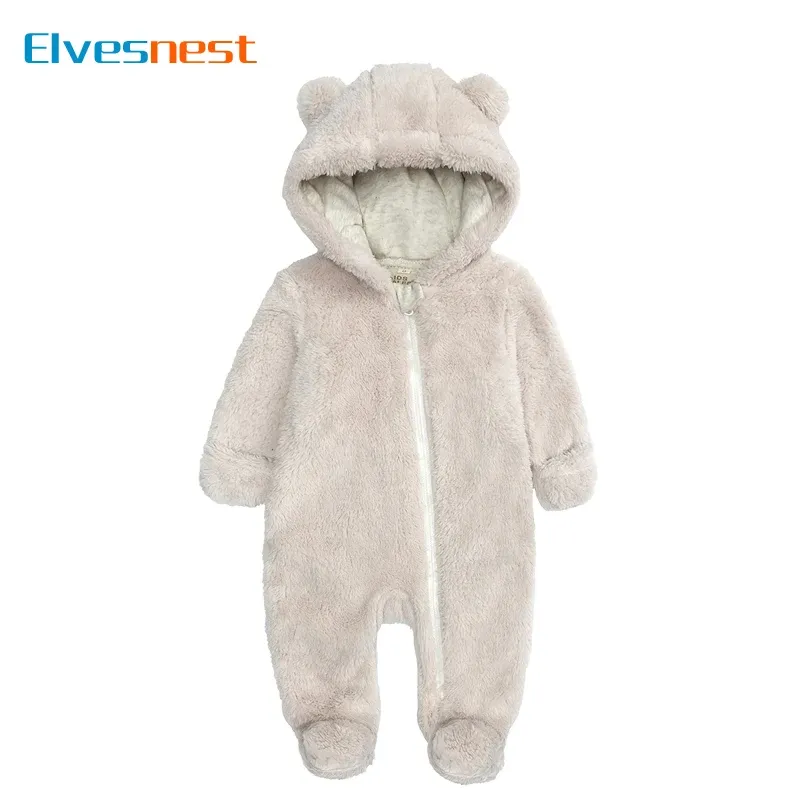 One-Pieces Fashion Baby Clothing Boys Footies Long Sleeve Arctic Velvet Hooded Baby Girl Clothes Winter Warm Baby Romper 012 Months